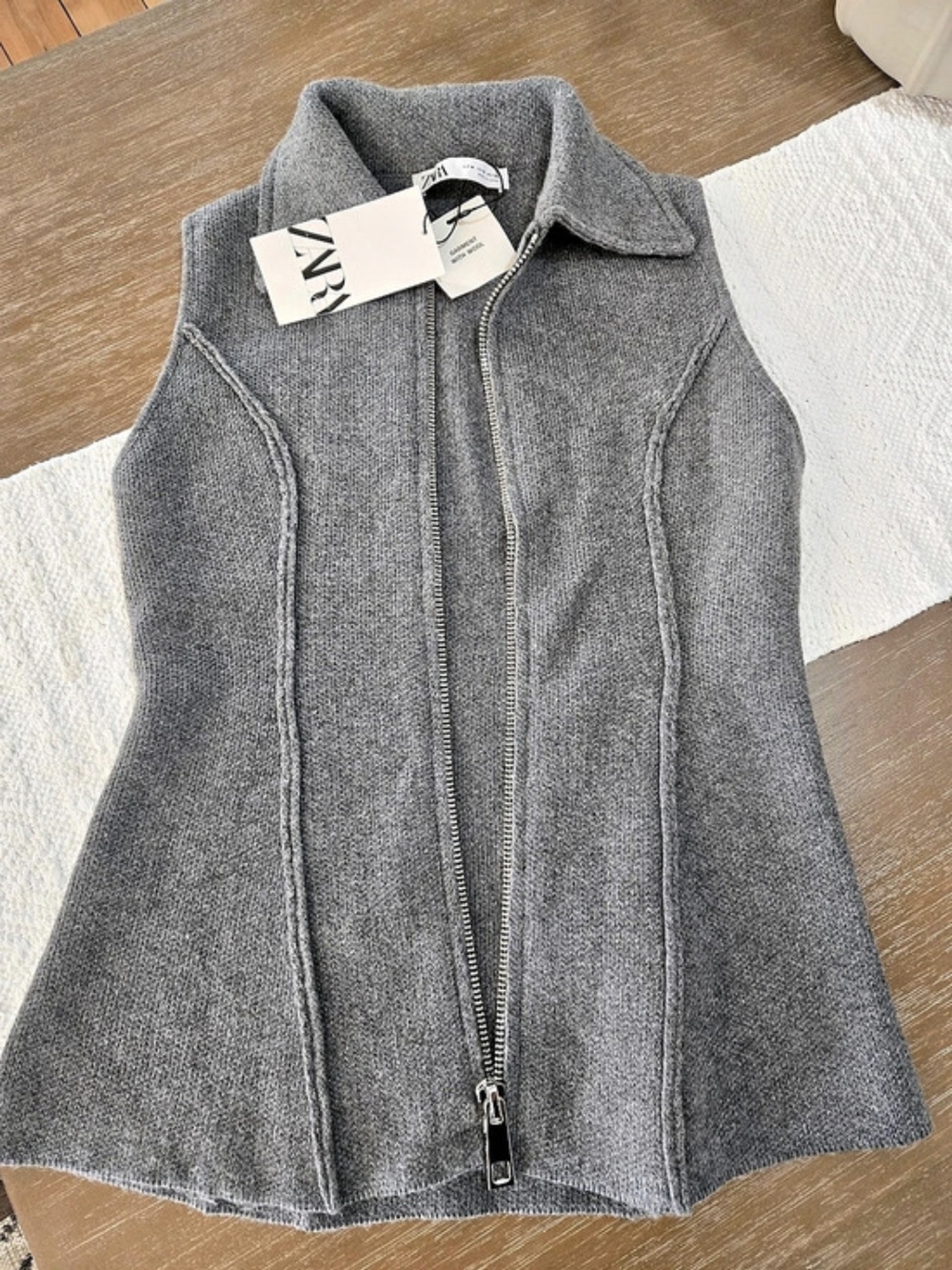 Zara Gray Wool Zip Vest Size Medium NWT